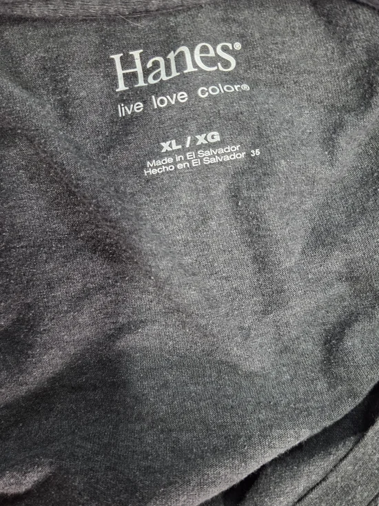 **Hanes Men's Long-Sleeve Scoop Neck Tee - Charcoal** - Picture 5 of 5